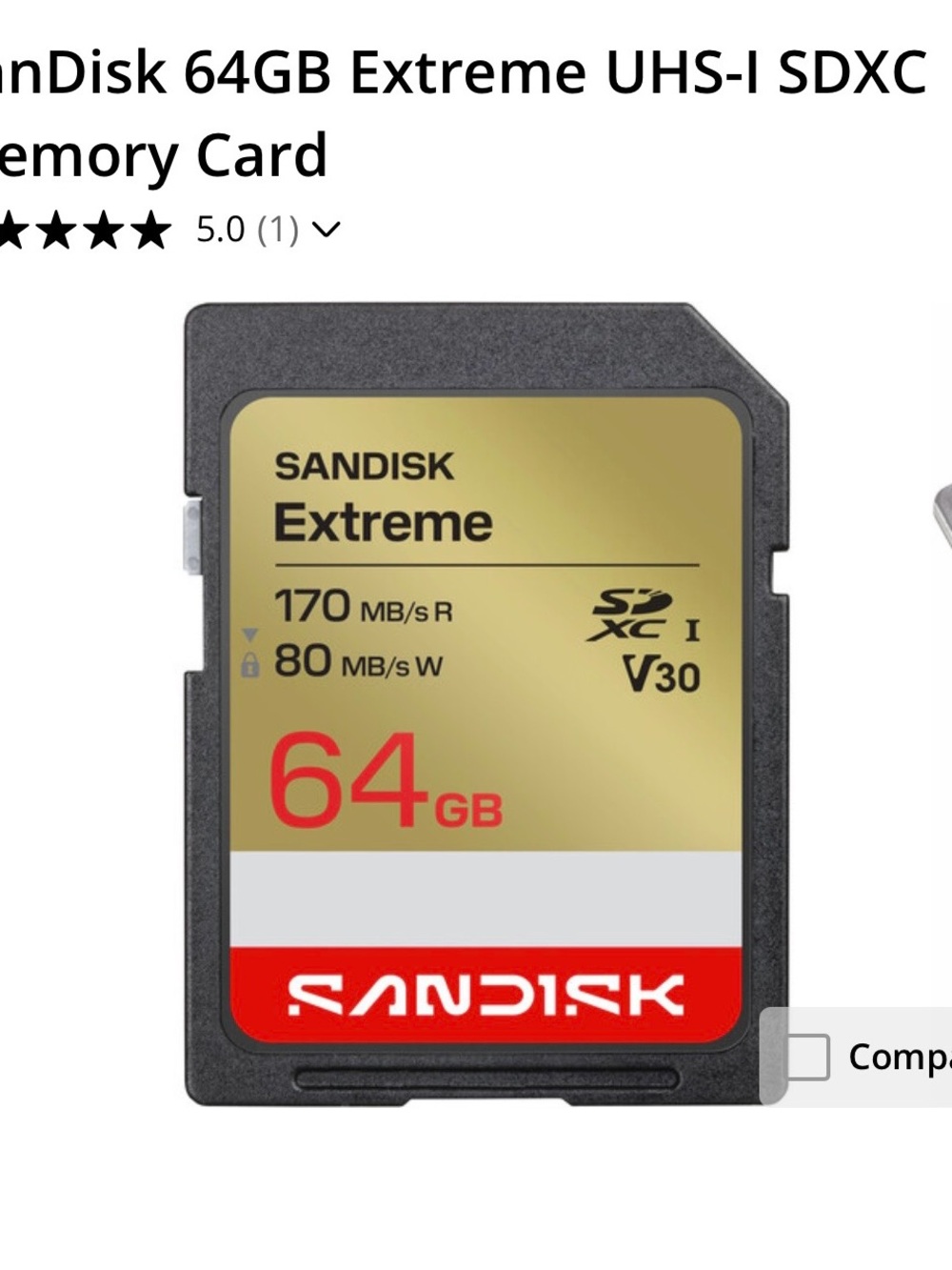 Andis 64GB SDXC Memory Card in Gold and Red